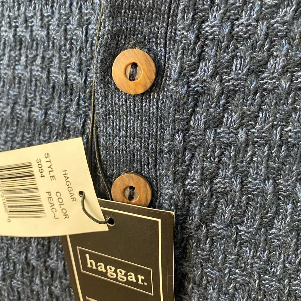 Mens NWT  blue Haggar Henley sweater XL - Picture 3 of 6